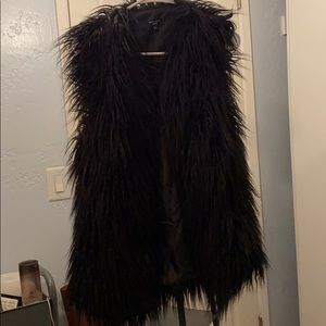 Black shag faux fur vest